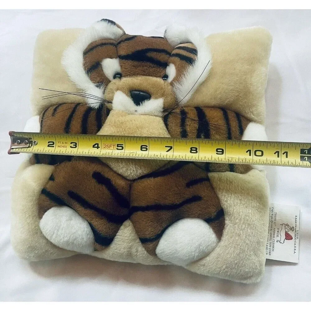 Vintage 1998 T.W.I.E Tiger Angel Toy Company Animal Square Cushion Pillow  10”
